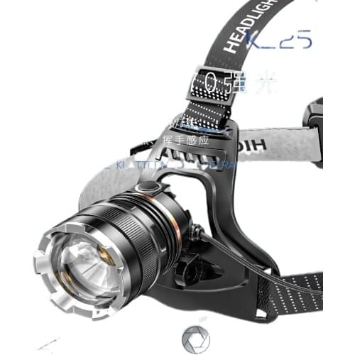 Bright yellow headlight glare charging head mounted floodlight Yediao zoom induction time for the sea fishing overhead lighting