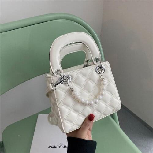 Pearl Handle Pu Leather Women Handbags Shoulder Bags High Quality Ladies Small Tote Messenger Bags Designer Female Crossbody Bag
