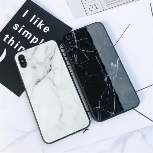 ZKFYS For iPhone 6 6s 7 8 Plus Luxury Glossy Granite Stone Marble Texture Tempered Glass Case For iPhone 11 Pro X XS Max XR