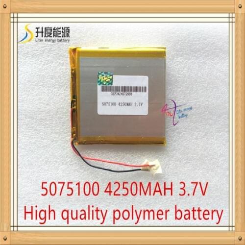 1PCS/Lot 3.7V lithium polymer 5075100 Mobile Power 4250MAH Tablet GPS Navigator Free shipping