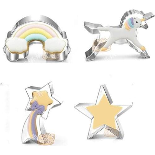 1pcs rainbow meteor star horse Metal Cookie Cutter Fondant Cake Tool Pastry Shop Cupcake Cooking mould gateau patisserie