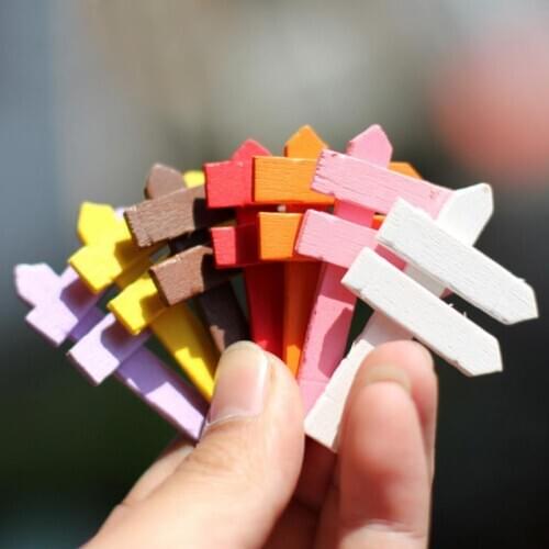 10PCS Wood Mini Colorful Road Sign Fairy Garden Home House Ornaments Miniatures Craft Micro Landscape Mini DIY Decor YH-459959