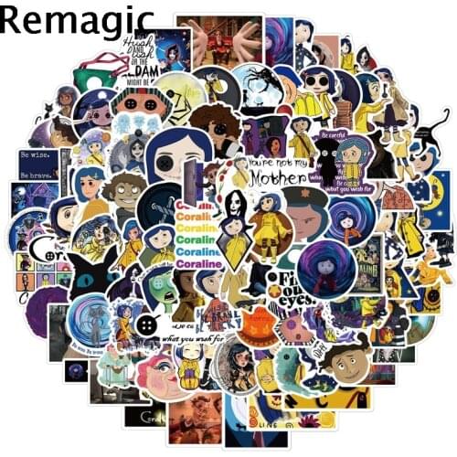100pcs Horror Movie Coraline Cartoon scrapbooking Stickers packs Waterproof Skateboard Suitcase Guitar Graffiti decals pasters