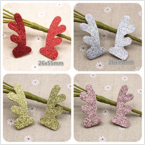 10pcs Christmas antlers Non-woven Cloth Sequins patches Appliques for clothes Sewing Supplies diy craft ornament