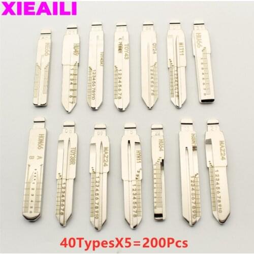 200Pcs Engraved Line Scale Shearing Teeth Blank Car Key Cutting Teeth Blade Key Reticle Locksmith Tool (40 Type Full Set ) S630