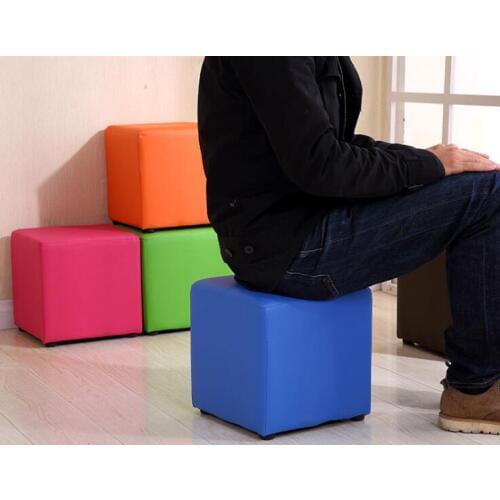 28*26*26cm PU low stool Wood Footstool Living Room Sofa Stool Scoop Chair