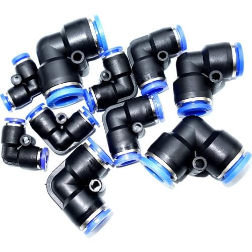 4mm 6mm 8mm 10mm 12mm Tube OD 90 Degree Equal Union Elbow Air Pneumatic Push In Connector Quick Connection Fitting