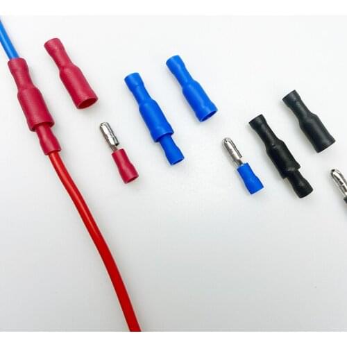 50pcs 22~16 AWG Audio Wiring Female and Male Insulated Electric Connector Crimp Bullet terminal Wire connector