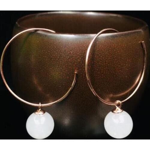 925 Sterling Silver Hetian White Jade Big Circle Earrings Fashion For Women To Create Jewelry Christmas Gift