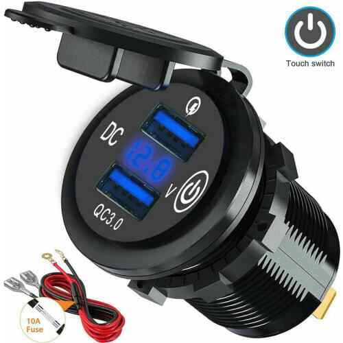 Mayitr Car Socket QC 3.0 Mobile Phone Fast Charging Dual USB Charger Voltmeter Universal Dual USB Car-charger Adapter