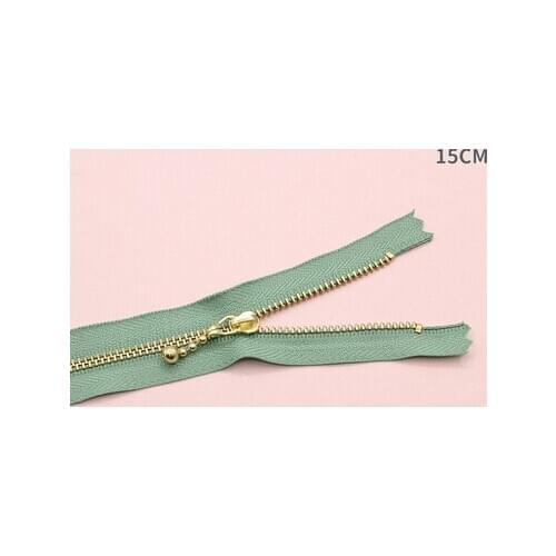 Free shipping 10pcs/lot Light green 15cm gold teeth zipper metal zipper water head diy craft bag zipper closed end zipper