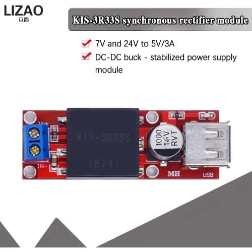 Free Shipping 5V USB Output Converter DC 7V-24V To 5V 3A Step-Down Buck KIS3R33S Module KIS-3R33S