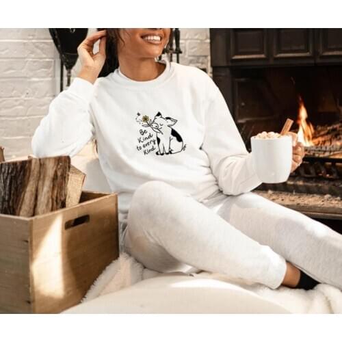 Be Kind To Every Kind Sweatshirt Unisex Graphic Kind Colored Graphic Hoodies Fashion 100% Cotton Vintage Kind Slogan Jumper Tops