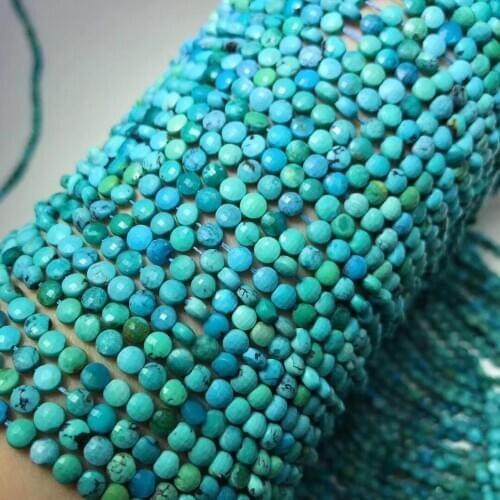 Loose beads green turquoise coin faceted 2*4mm 14" for DIY jewelry making FPPJ wholesale beads nature gem stone