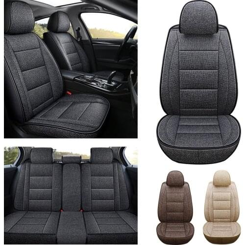 5 Seats Car Seat Covers Linen Full Cushion Universal Cushion Full Set 3 Colors with Pillow All season protection Car Accessories