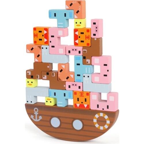 Wooden Balance Building Blocks Animal Educational Stacking Toys Toddlers Educational Toys For Preschool Children Boys Girls Toy