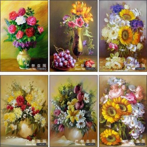Diy 5D Diamond Painting Cross Stitch Flowers Vase Diamond Mosaic Pictures Living Room Diamond Embroidery Diamond Paintings
