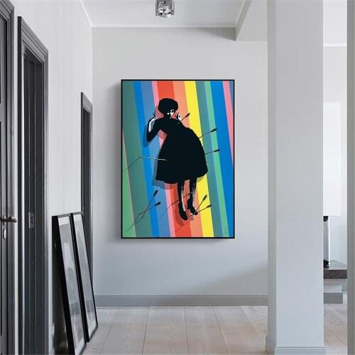 Graffiti Art Print Painting Street Art Abstract Colorful Girl Graffiti Art on Canvas Wall Picture for Living Room Home Decor