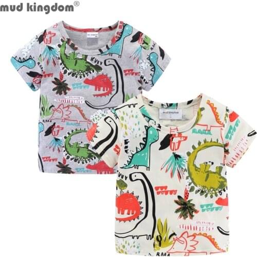 Mudkingdom 2-pack Girls Boys T-Shirt Dinosaur Pineapple Print Colorful Graffiti Cotton Summer Tops for Kids Clothes Short Sleeve