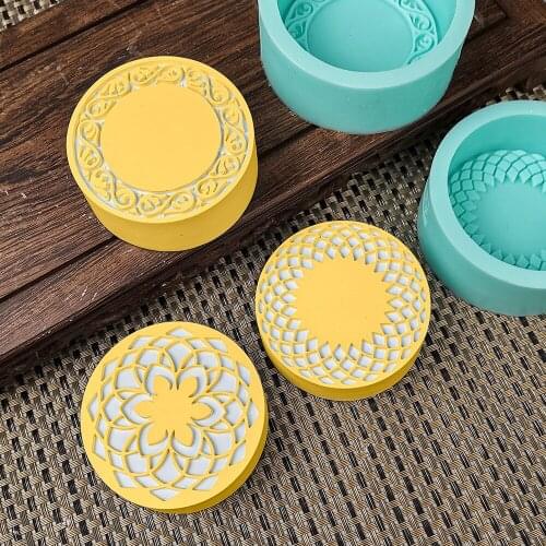 3 Styles Pattern Handmade Soap Mold DIY Carved Square Round Silicone Soap Making Mould Chocolate Cake Decorating Tools Decor