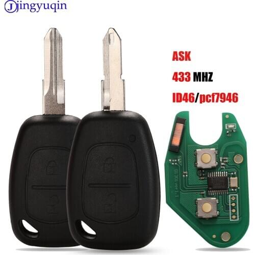 Jingyuqin 10 With Chip PCF7946 433MHZ 2 Button Remote Car Key Shell For Vauxhall/Opel Vivaro/ Renault Movano Trafic Kangoo Blank