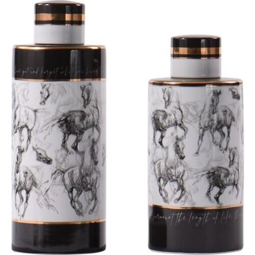 Ceramic Storage Jar Black and White Marbling Soft Decoration Home Decoration Living Room Decoration