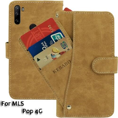 Leather Wallet For MLS Pop 4G Case 6.26" Flip Fashion Luxury Front Card Slots Cases Cover Business Magnetic Phone Bags