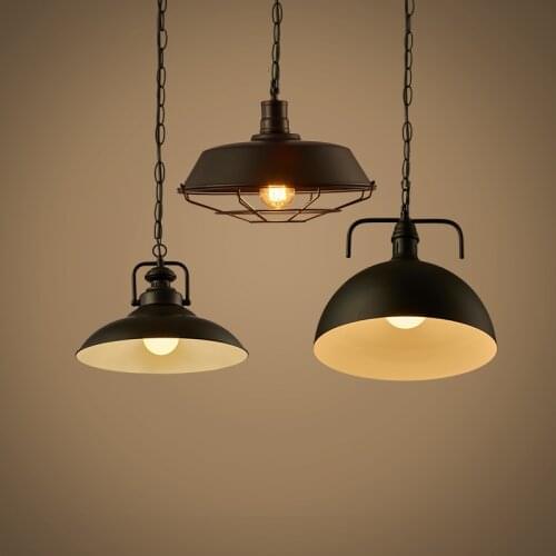 Retro Industrial Style Creative Hotel Restaurant light Single-Head Bar Chandelier Iron Spray Paint Chandelier gray glass lamp