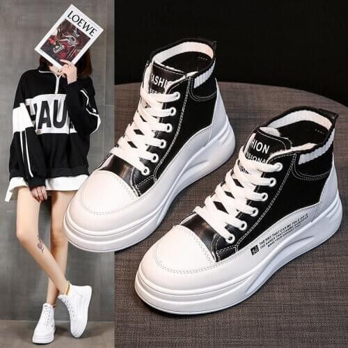 White Sneakers Women Autumn And Winter Platform Lace Up Comfortable Leisure Shoes PU Leather Shoes Women Secondary vulcanization