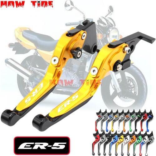 Laser Logo For Kawasaki ER-5 ER5 ER 5 2004-2005 CNC Adjustable Folding Extendable Motorcycle Brake Clutch Levers