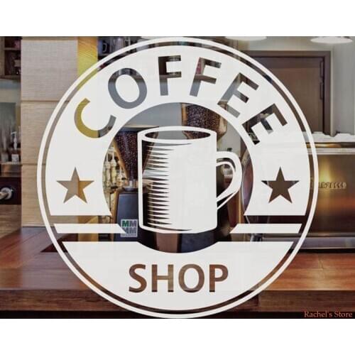 Coffee Shop Logo Takeaway cup Cafe Shop vinyl sticker Window Wall art sign decor