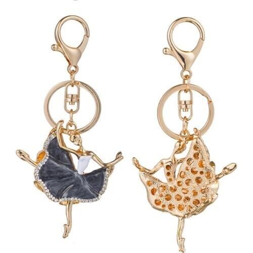 Fashion Dancing Ballet Girl Keychain Ballerina Pendant Women Jewelry Enamel Rhinestone Keyring Bag Car Key Holder Dancer Gift