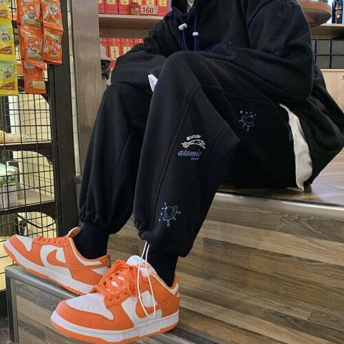 Mens Casual Pants Winter Brand Plus Velvet Plus Thick Loose Leggings Korean Style Printed Sweatpants Streetwear Cargo Pants