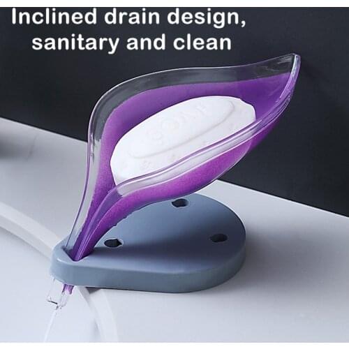 Leaf Shape Soap Box Automatically Filter Water To Keep Dry Soap Dish Holder Bathroom Shower Soap Holder Portable Soap Dish