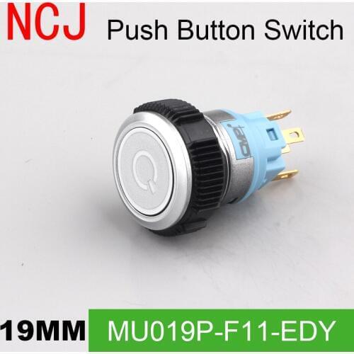 NCJ 19MM PC 19MM Push Button Switch Series - Alternate Maintained Latching & self-reset Momentary Reset with LED lamp 5A