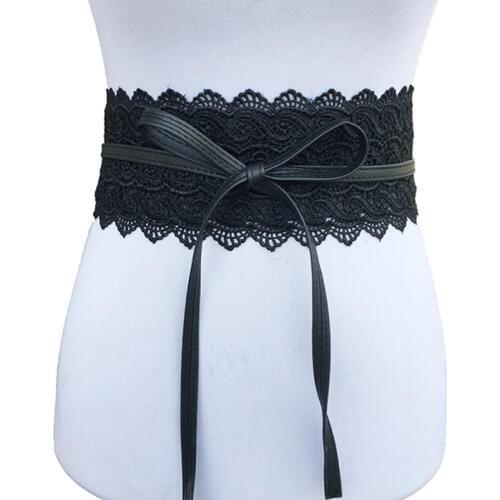 2019 New Black White Wide Corset Hollow Flower Belt Female Self Tie Waistband Belts For Women Wedding Dress Waist Band