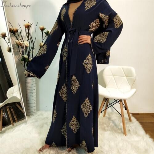Dubai Open Abaya Kimono Muslim Hijab Dress Kaftan Abayas Islamic Clothing For Women Caftan Marocain Qatar Kleding Robe Musulman