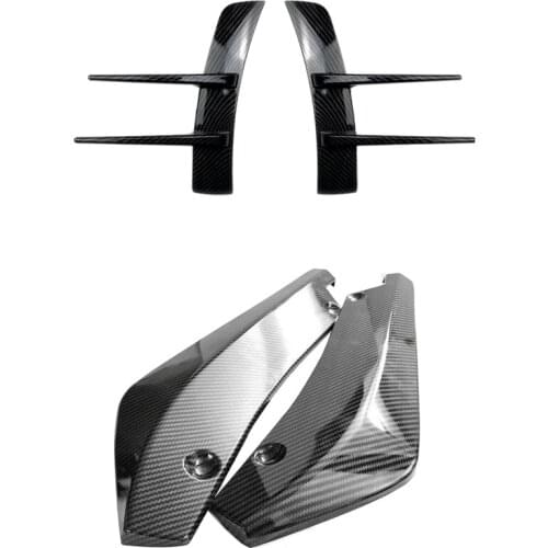 Front Bumper Spoiler Flank Wind Knife for Mercedes Benz A Class A180 with 2Pcs Rear Bumper Lip Diffuser Protector