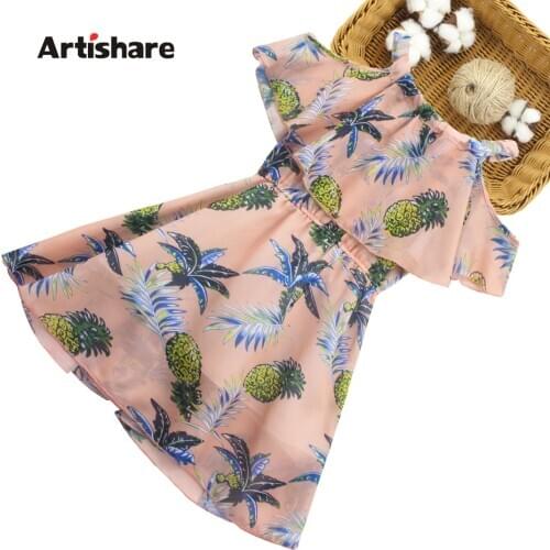 Girl Dress Pineapple Pattern Party Dress For Girls Casual Dress Kids Summer Girls Clothes 6 8 10 12 14