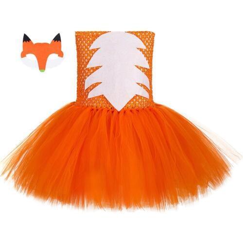 Girls Halloween Party Dress With Headband Cos Fox Nick Volie Knee Length Kids Masquerade Clothing