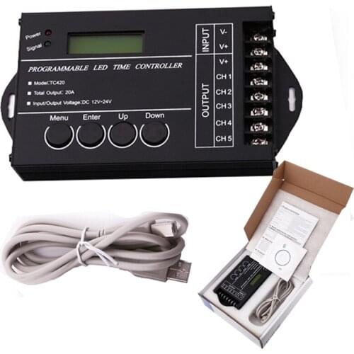 TC420 TC421 Time programmable LED Controller DC12V 24V 20A 5CH RGB led strip light time wifi controller dimmer