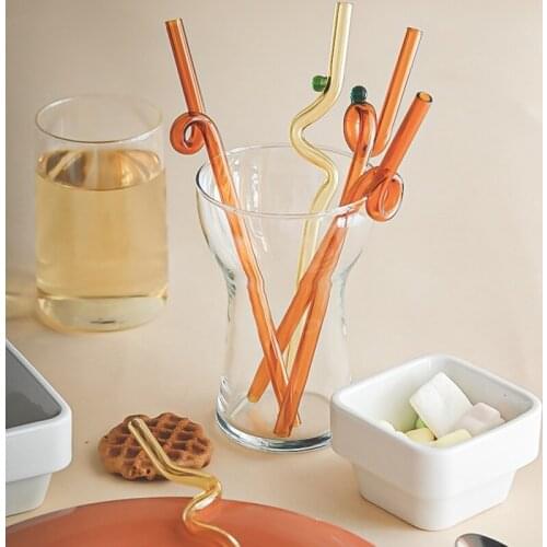 Colorful Glass Straws Reusable Drinking Straw for Smoothies Cocktails Eco Friendly High Borosilicate Glass Drinkware Accessories