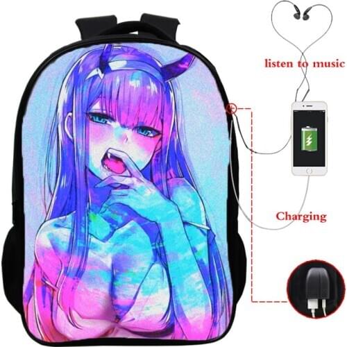 Zero Two Anime Backpack Boys Girls School Bag Teenager Usb Backpacks Darling In The Franxx Women Men College Travel Schoolbag
