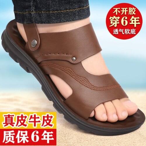 Sandals Mens Leather Soled Shoes Summer Sandalias Hombre Chaussure Homme