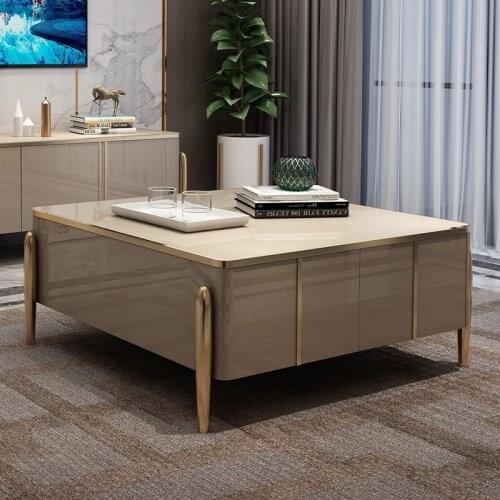 Factory Direct Modern Simple Coffee Table TV Cabinet Unit Small Apartment Living Room Marble Coffee Table Solid Wood TV Cabinet