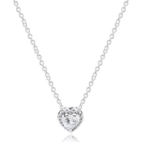 Sparkling Heart Pendant Necklaces 100% 925 Sterling Silver Jewelry Free Shipping