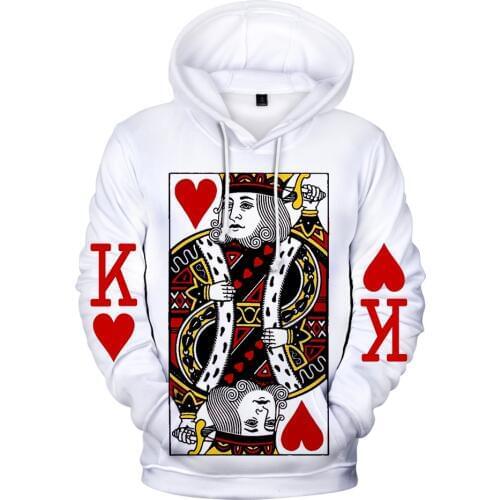 Hot Sale Hoodie Poker 3D Hoodies Men Women Harajuku Sweatshirts New Print Red heart K Poker 3D Hoodies Mens Casual Sweatshirts