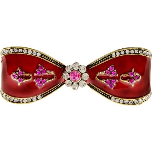 CINDY XIANG Rhinestone Bow Brooches For Women Enamel Fashion Bowknot Pin Retro Style 2 Colors Available Winter Accessories