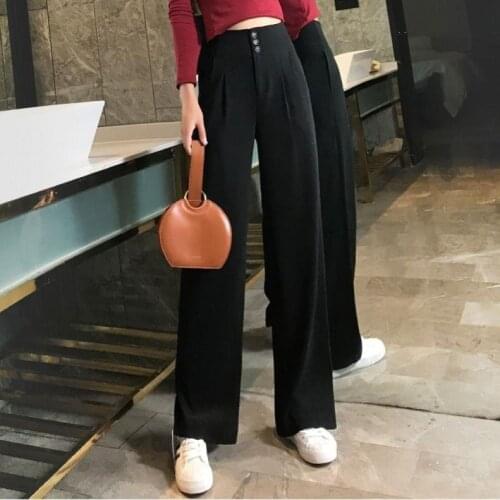Women Pants Draping Loose Casual Cropped Womens Spring And Autumn High Waist Straight-Leg Pants Pantalones De Mujer
