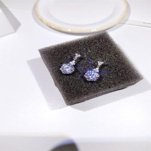 MFY New Fashion Shiny Crystal Rhinestone Stud Earrings for Women AAA White CZ Zircon Female Wedding Engagement Bridal Jewelry